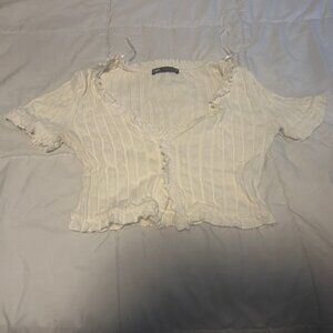 Zara ruffled white cropped top. 